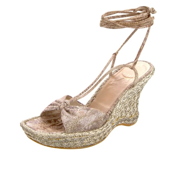 Stuart Weitzman Glitter Accents espadrille wedge heels - Picture 1 of 7